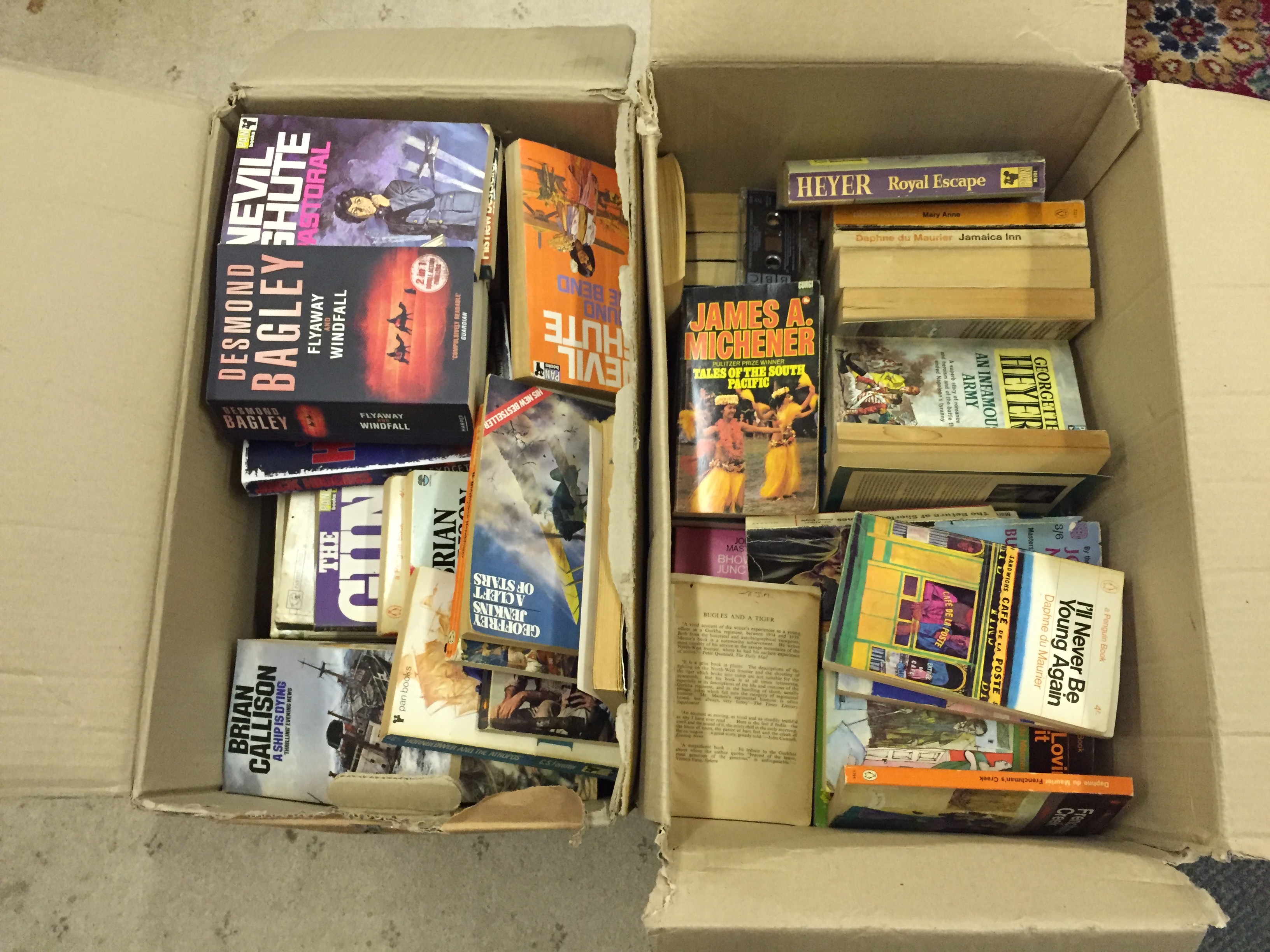 two boxes of books.