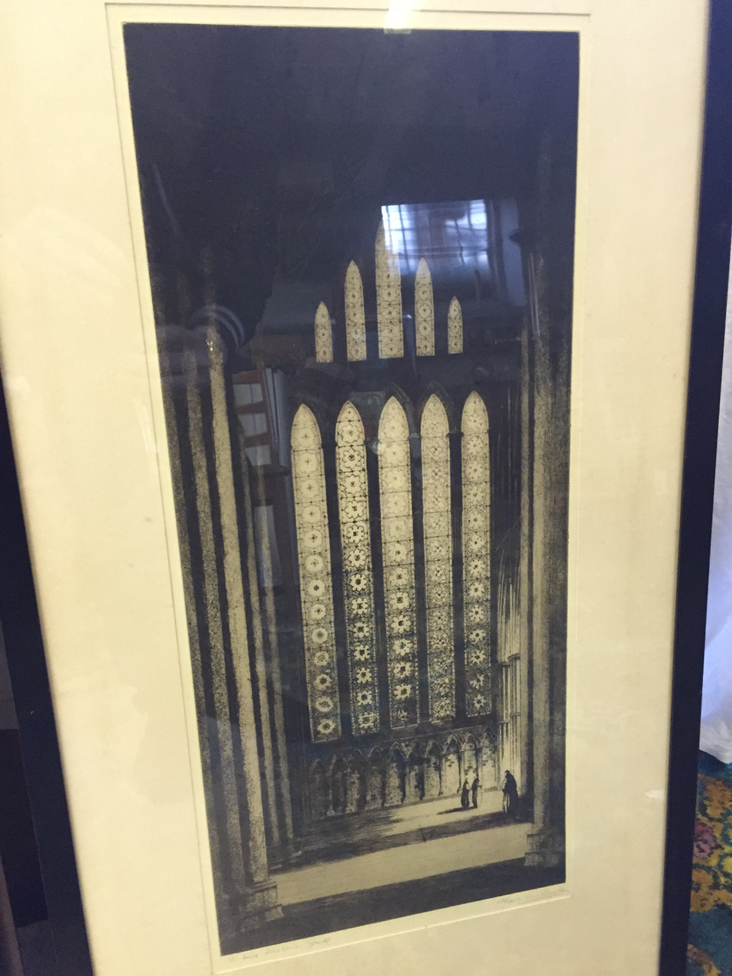 Salisbury Cathedral lithograph signed and one other signed. - Image 2 of 5