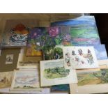 A selection of Watercolours and oils.