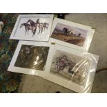 Four prints mostly horses as new sealed.