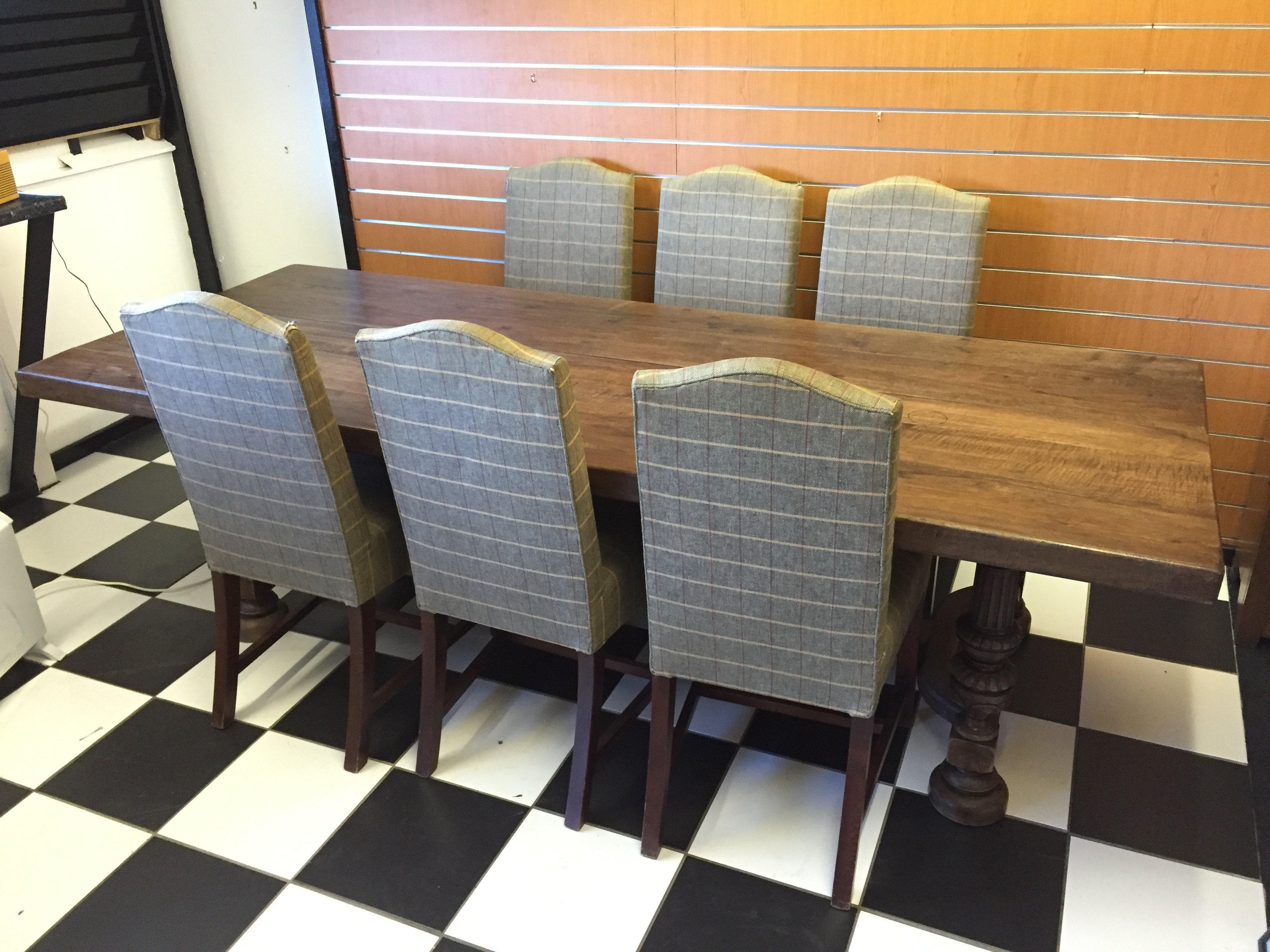 A oak refectory table and six high backed dining chairs. - Image 2 of 3