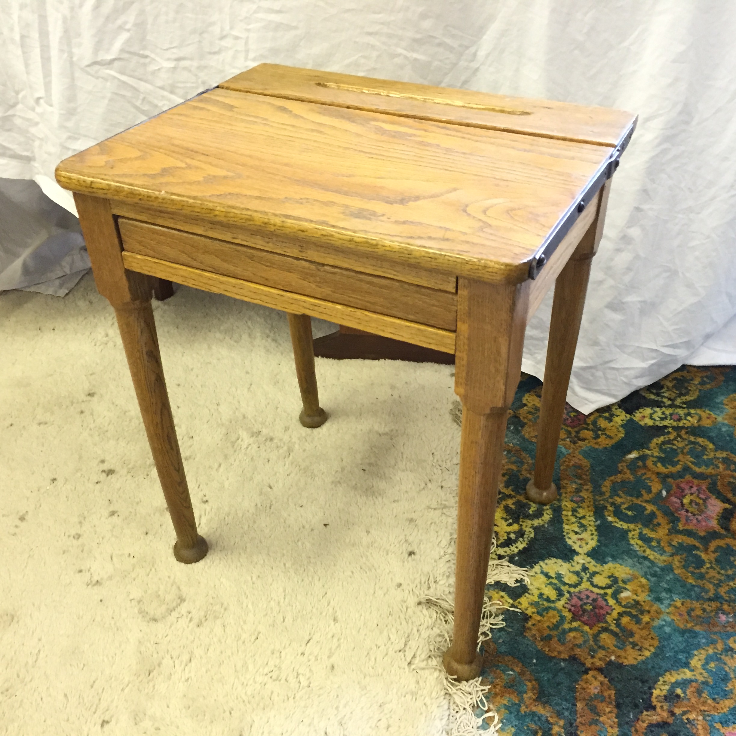 A small child's school desk.