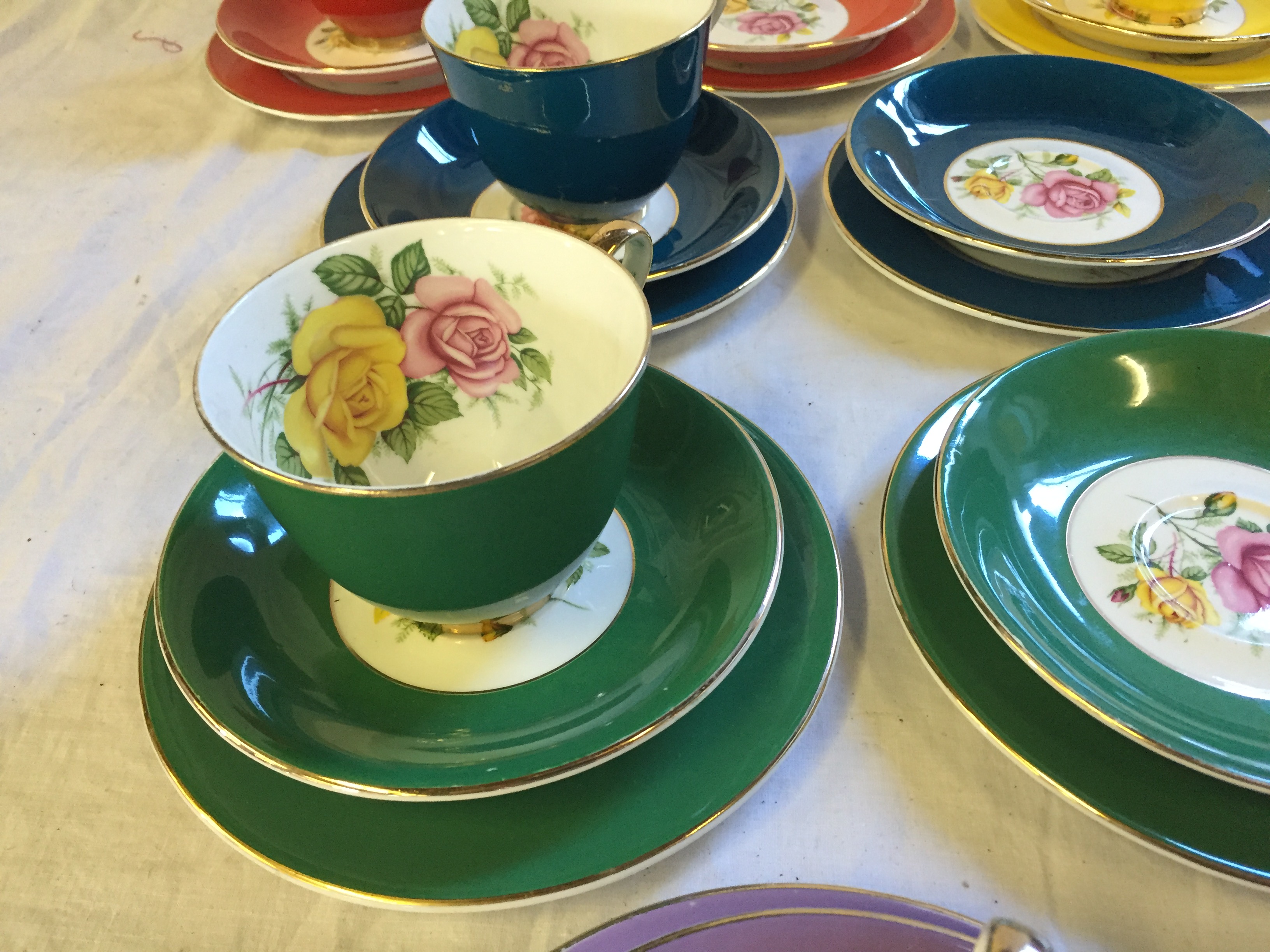 Imperial bone china trio's decorated with gold. - Image 3 of 3