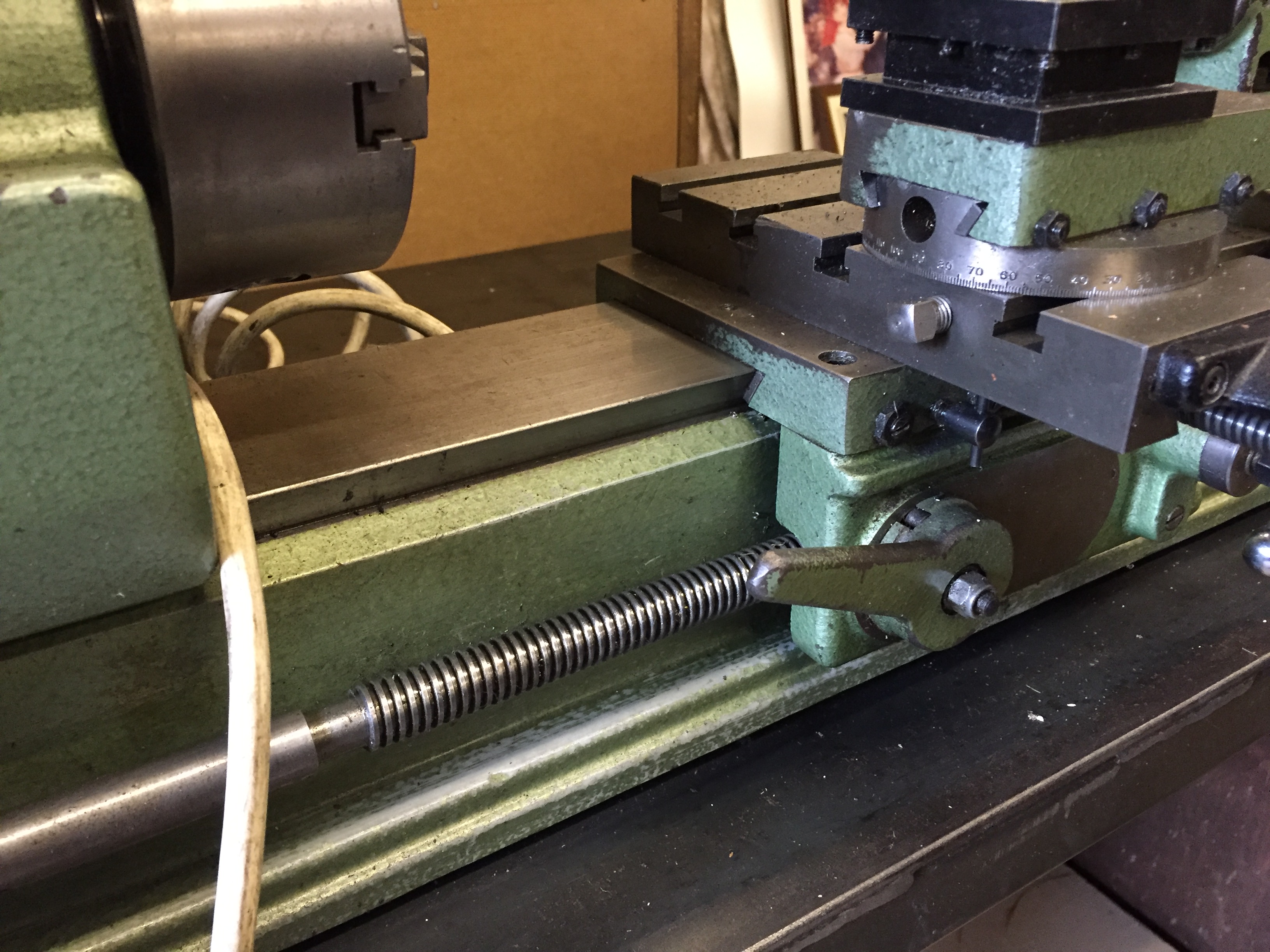 A Myford metal lathe Nottingham England mounted on a steel box tube bench. - Image 5 of 15