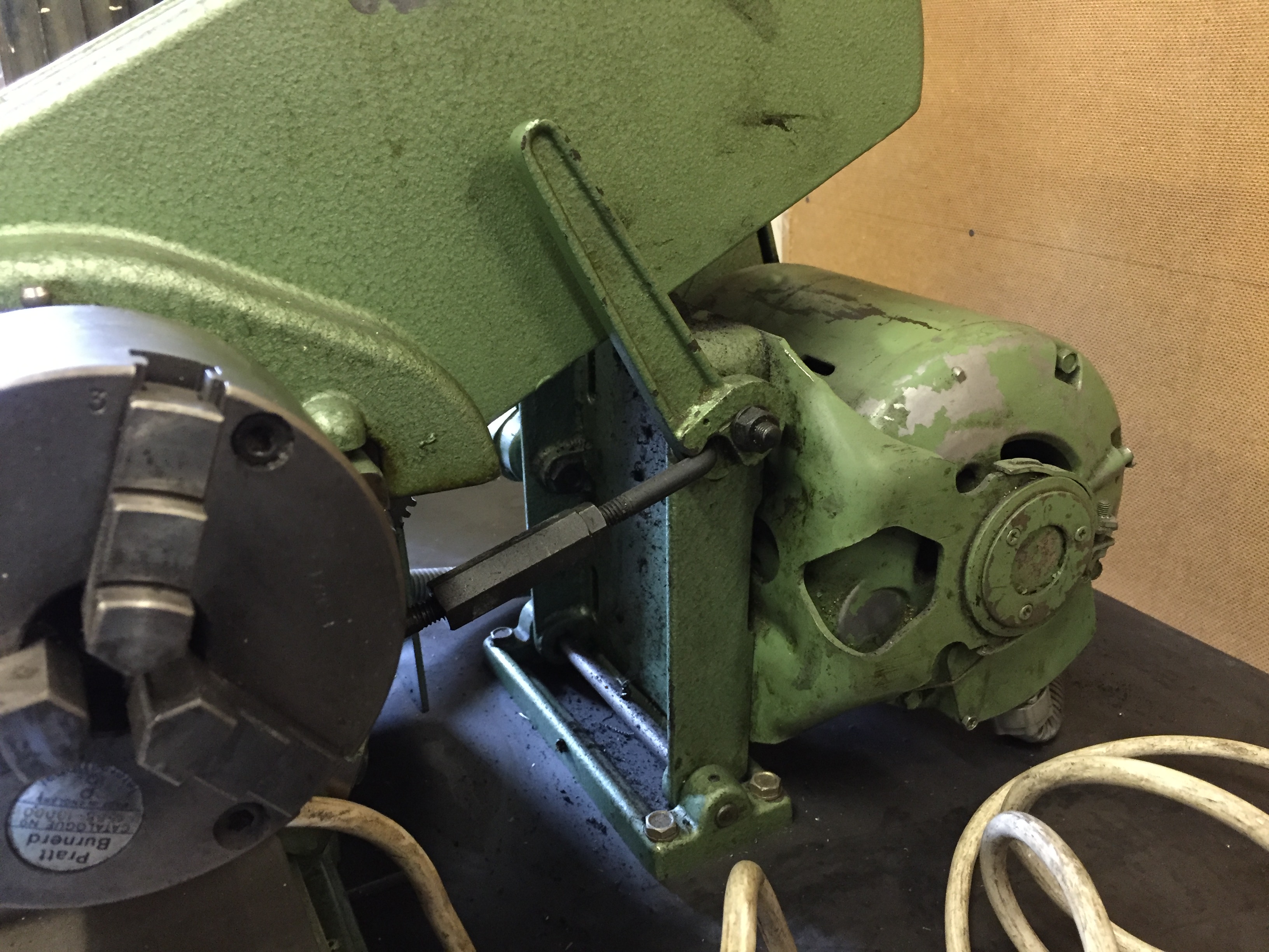 A Myford metal lathe Nottingham England mounted on a steel box tube bench. - Image 6 of 15