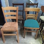 Two bergere seated bedroom chairs and tw