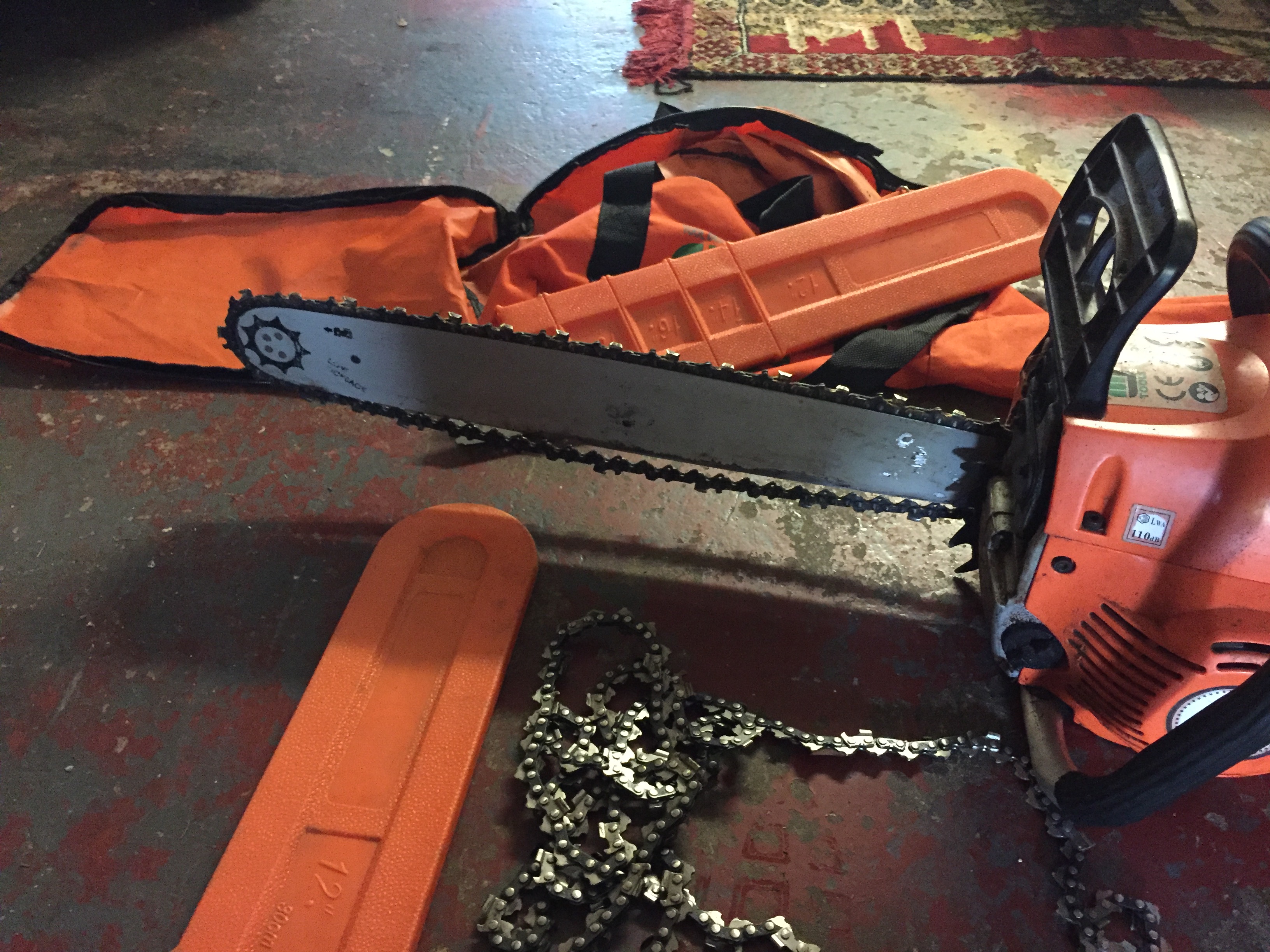 Chain saw with spare bar and two spare chains. - Image 3 of 6