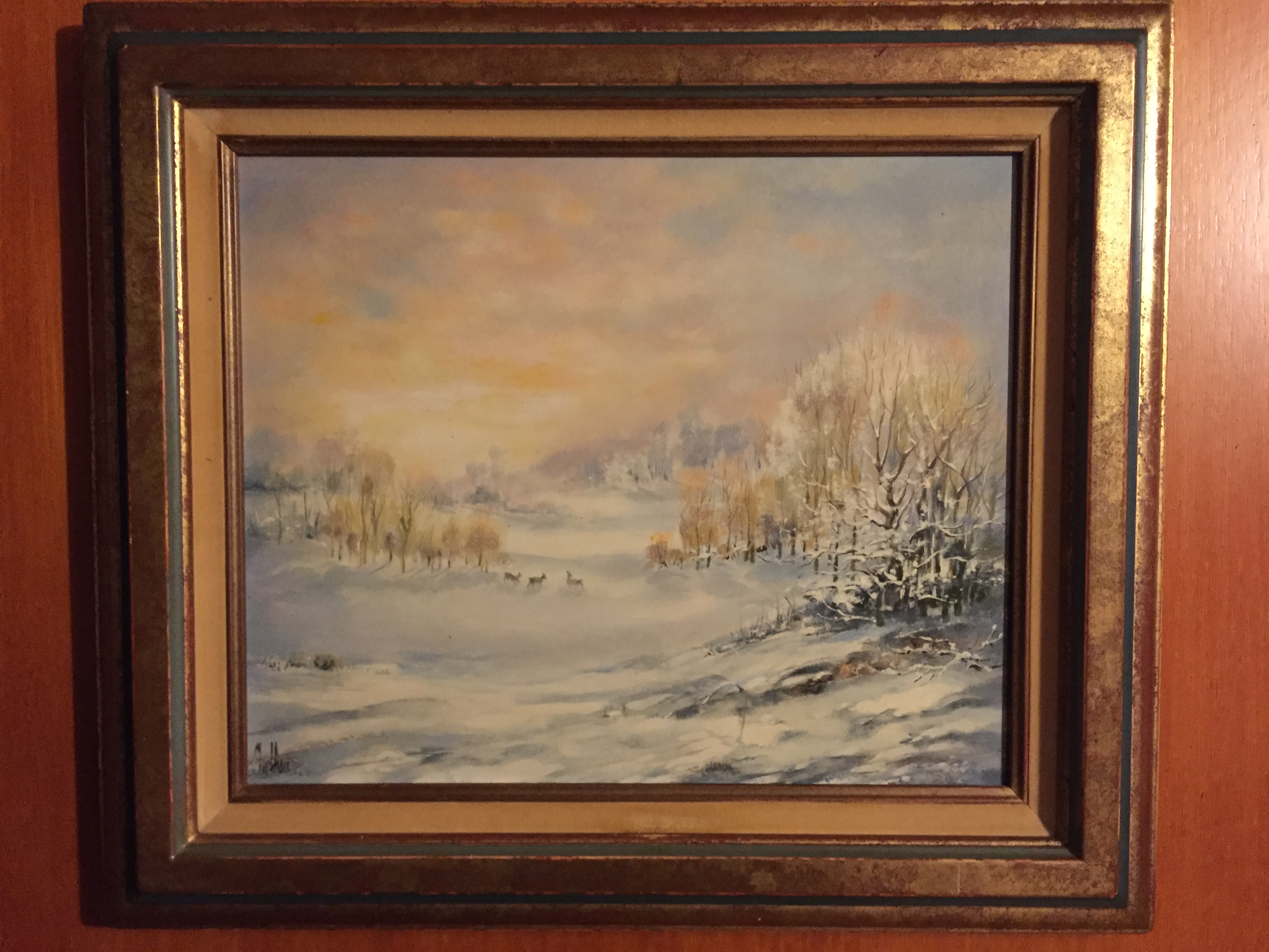 A framed winter scene picture. - Image 2 of 2