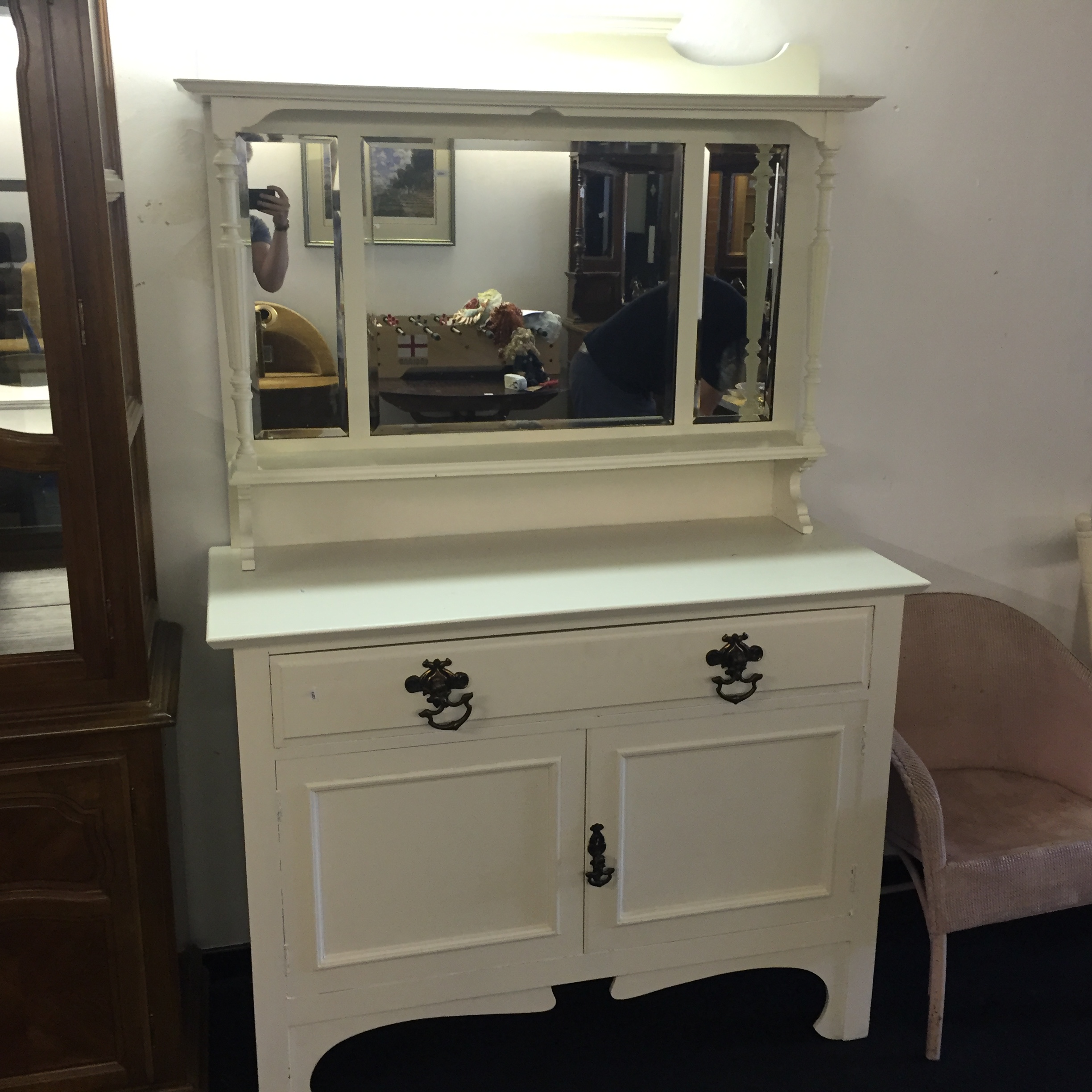 A Victorian mirror backed sideboard with long drawer over two cupboards below. - Image 2 of 3