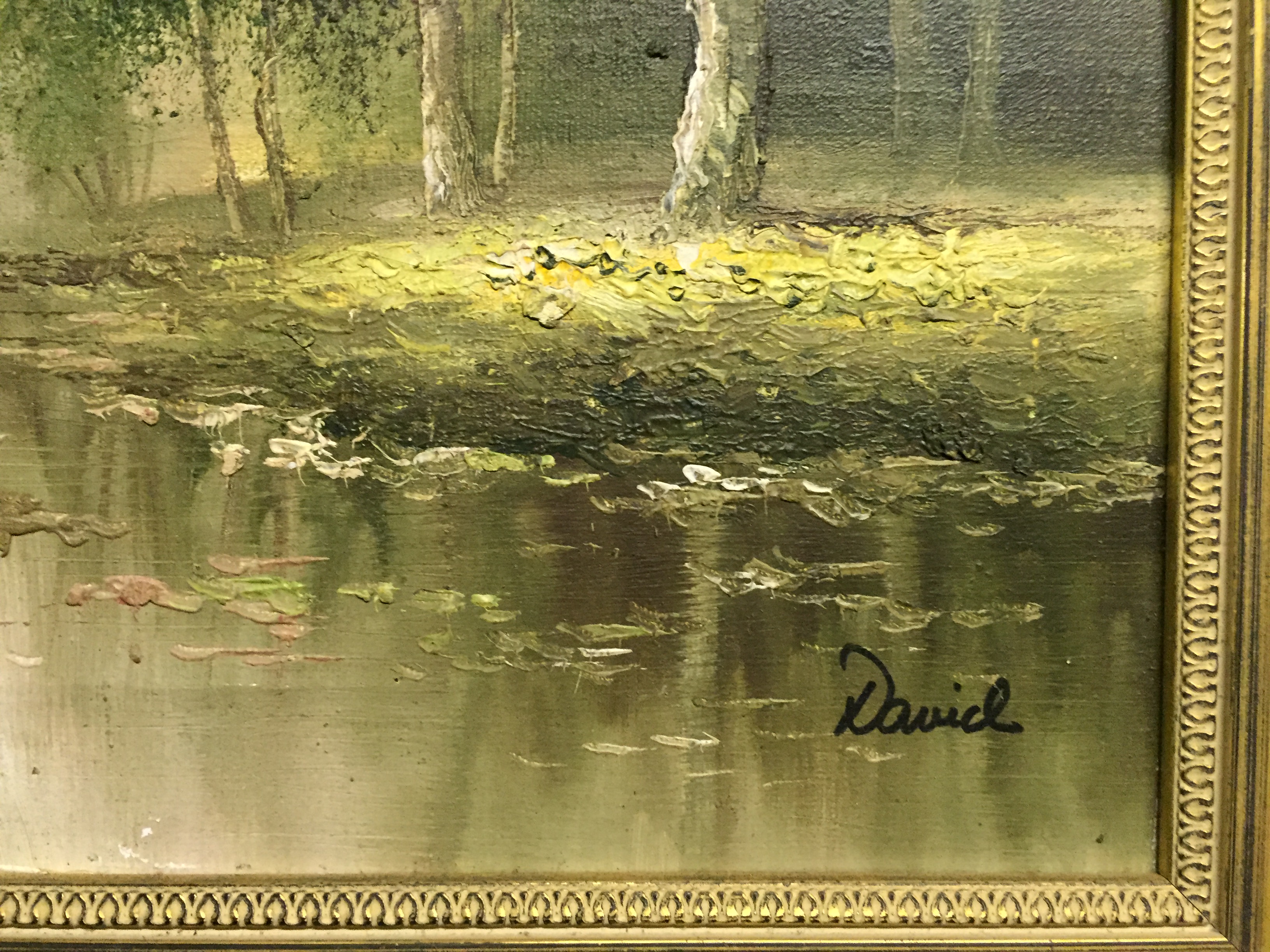 An oil depicting a river scene. - Image 2 of 2