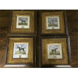 Four framed racing prints.