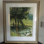 A framed watercolour.