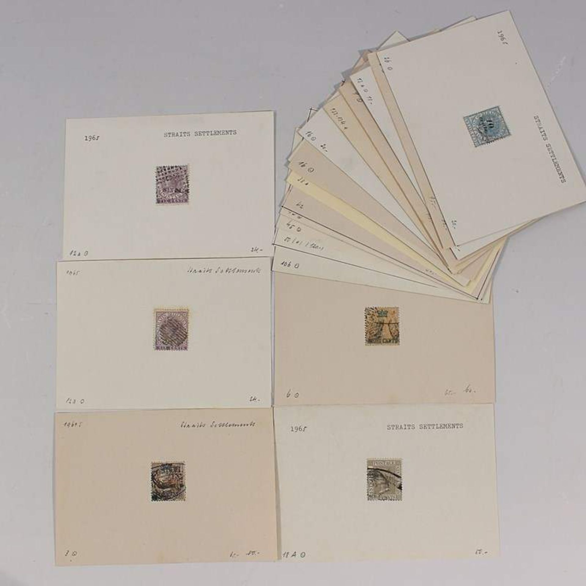 Briefmarken - Straits Settlements ab um 1870, Königin Victoria, Twelve Cents, Four Cents, 30
