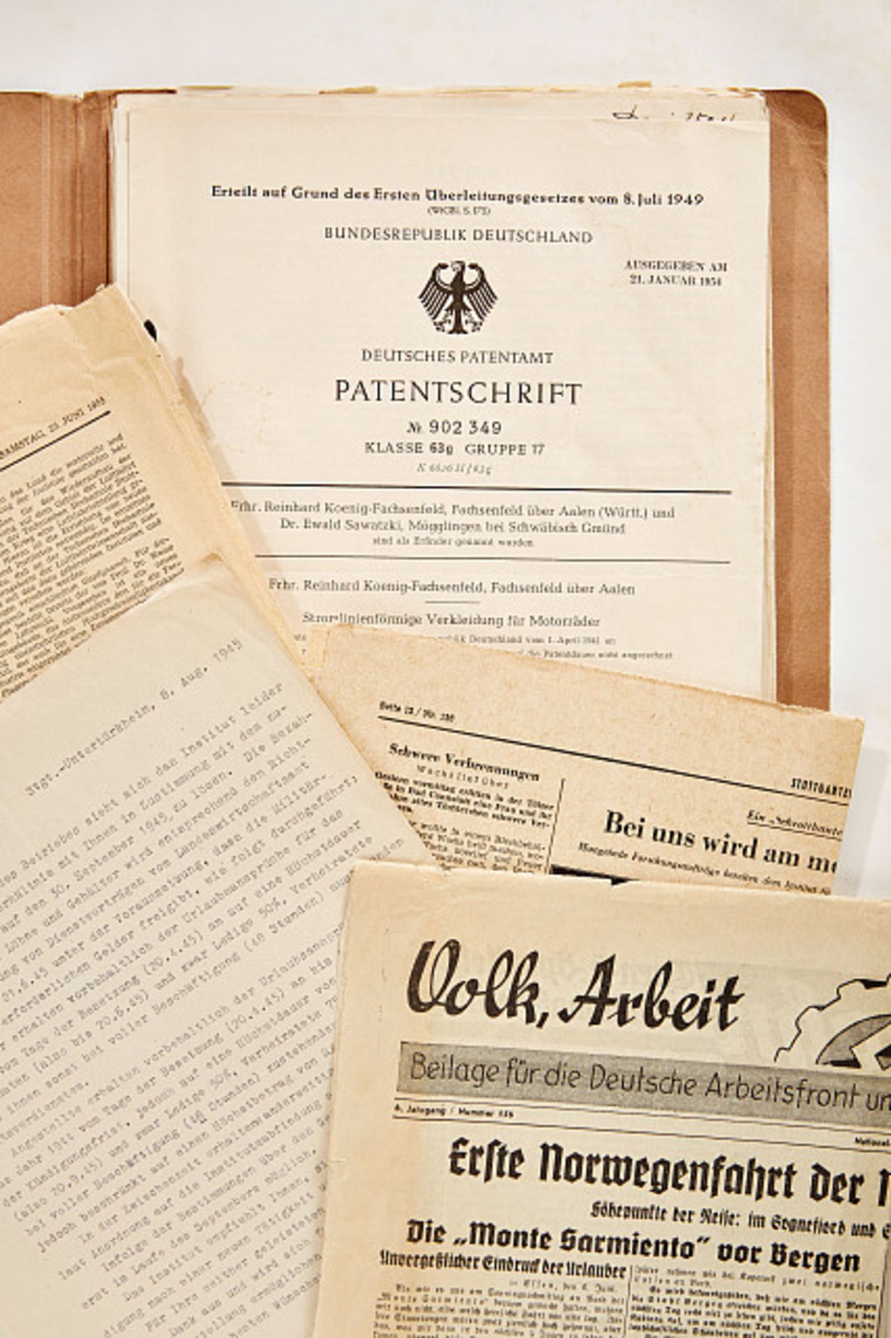 Deutsches Reich 1933 - 1945 - Dokumente und Autographen : Patentschriften des Dr.-Ing. Sawatzki