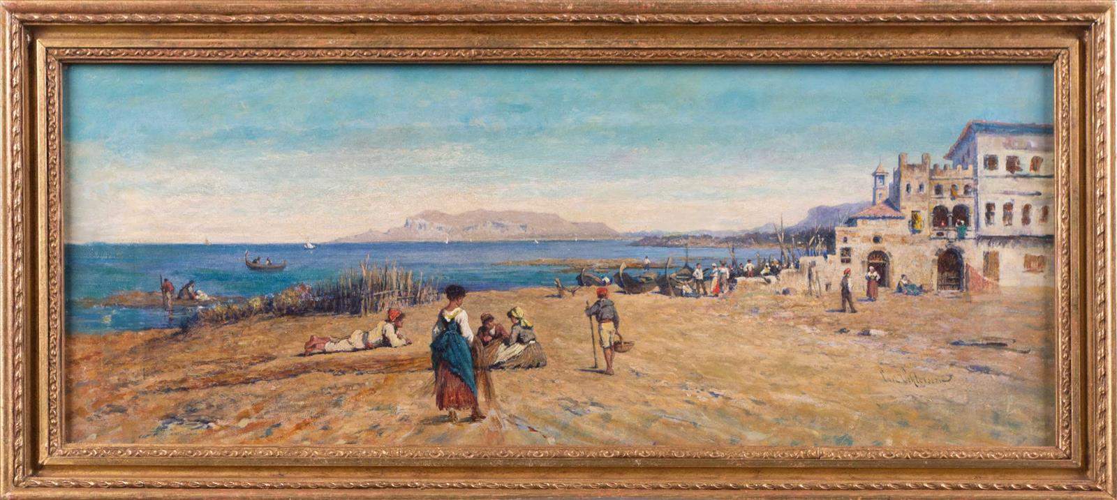 Carl SCHLÖSSER (1832-1914)"buntes Treiben in Fischerdorf vor Capri"Gemälde Öl/Leinwand, 25,5 cm x 64 - Image 2 of 13