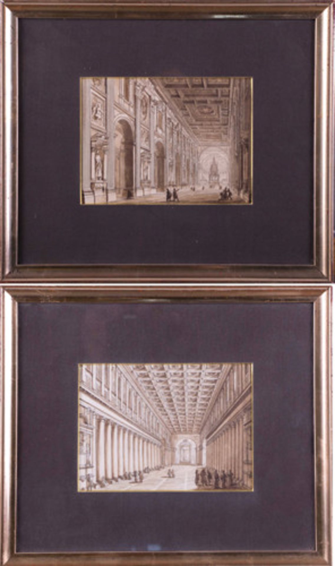 Giovanni Paolo PANINI (1691-1765) (Attrib.)"Kircheninterieur in Rom"(2)
Pendants, Zeichnung,