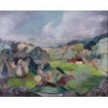 Adelaid VON BLOCK-QUAST (1906-?)"Voralpenlandschaft"Gemälde Öl/Leinwand, 60,5 cm x 75,5 cm,links