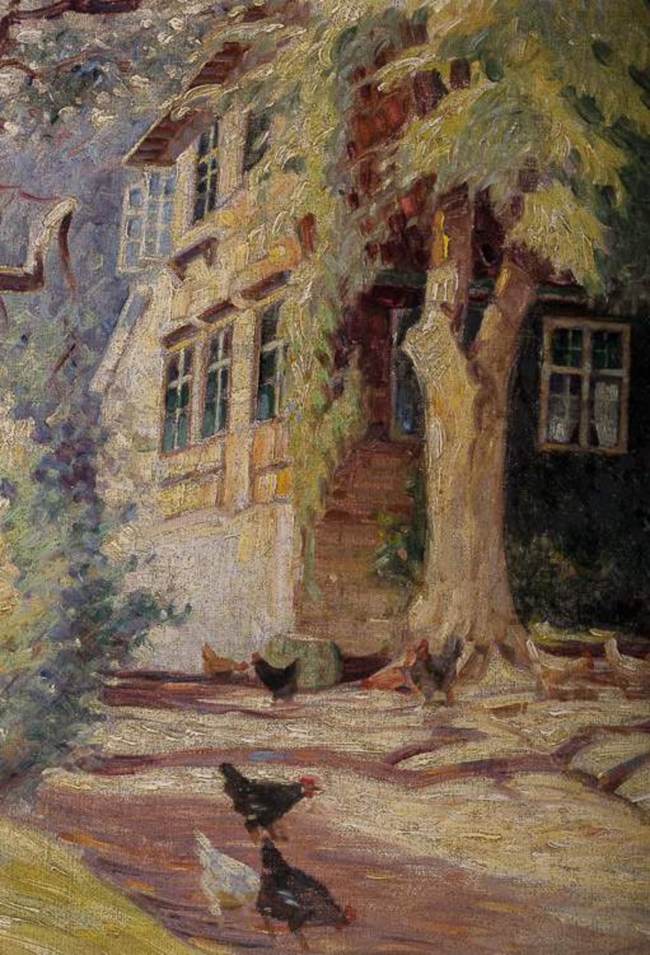 Heinrich OESTERSCHMIDT (XIX-XX)"Bauernkate unter Bäumen mit Hühnern"Gemälde Öl/Leinwand, 40,5 cm x - Image 4 of 7
