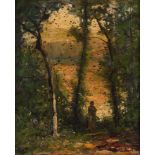 Mihály VON MUNKACSY (1844-1909)"Barbizon Landschaft"Gemälde Öl/Leinwand, 43,3 cm x 35,5 cm,links