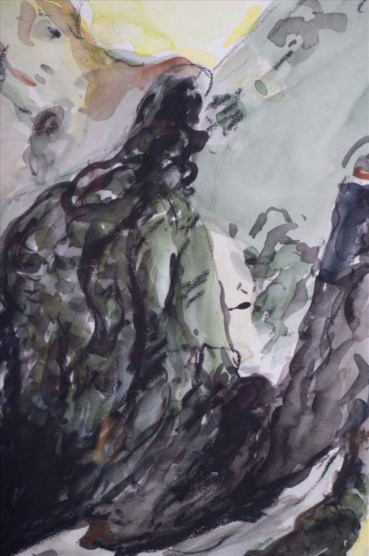 Max G. KAMINSKI (1938)"Abstrahiertes Landschaftsstück"Zeichnung-Aquarell, Sichtmaß 50 cm x 37 cm, - Image 2 of 2