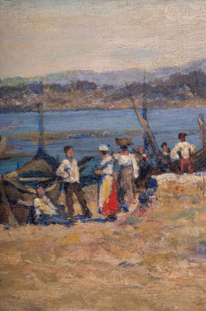 Carl SCHLÖSSER (1832-1914)"buntes Treiben in Fischerdorf vor Capri"Gemälde Öl/Leinwand, 25,5 cm x 64 - Image 12 of 13