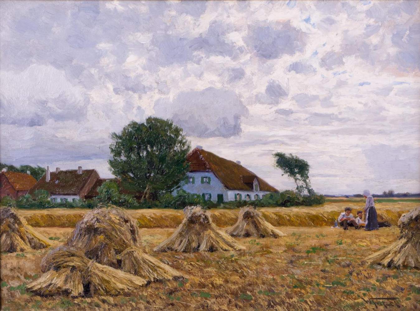 Wilhelm FRITZEL (1870-1943)"Rast bei der Ernte"Gemälde Öl/Leinwand, 40,5 cm x 54,3 cm,unten rechts