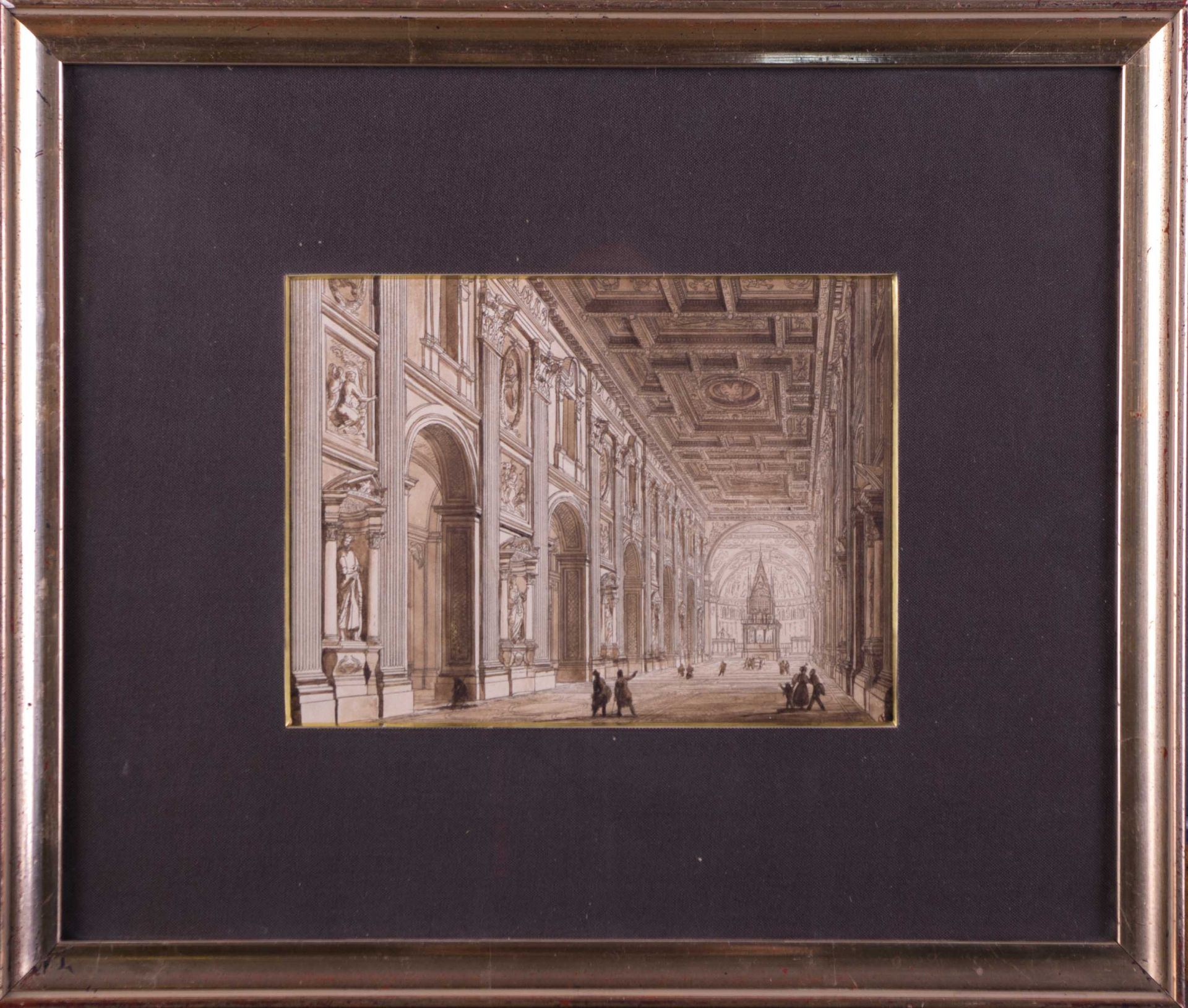 Giovanni Paolo PANINI (1691-1765) (Attrib.)"Kircheninterieur in Rom"(2)
Pendants, Zeichnung, - Image 2 of 11