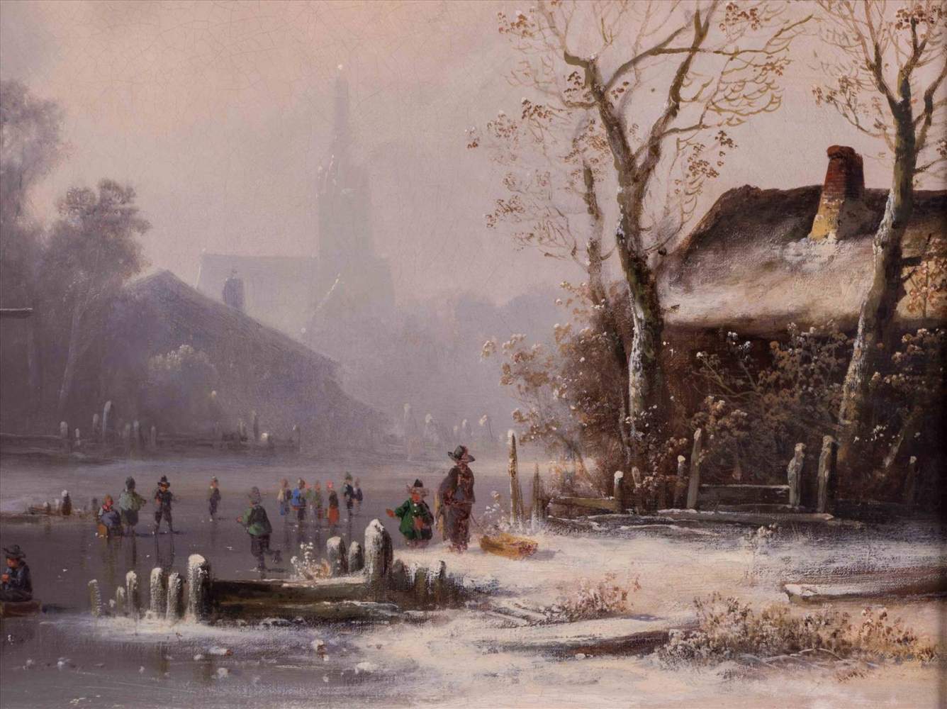 Anton DOLL (1826-1887)"Winterliches Eisvergnügen auf Zugefrorenem Teich"Gemälde Öl/Leinwand, 41 cm x - Image 4 of 10