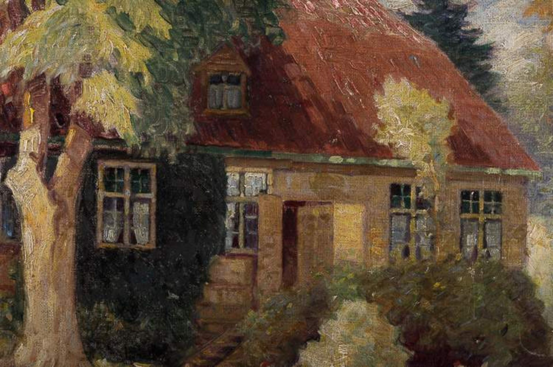 Heinrich OESTERSCHMIDT (XIX-XX)"Bauernkate unter Bäumen mit Hühnern"Gemälde Öl/Leinwand, 40,5 cm x - Image 5 of 7