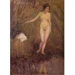 Wilhelm HEMPFING (1886-1948)"weiblicher Akt am Wasser"Gemälde Öl/Malkarton, 55 cm x 41 cm,links