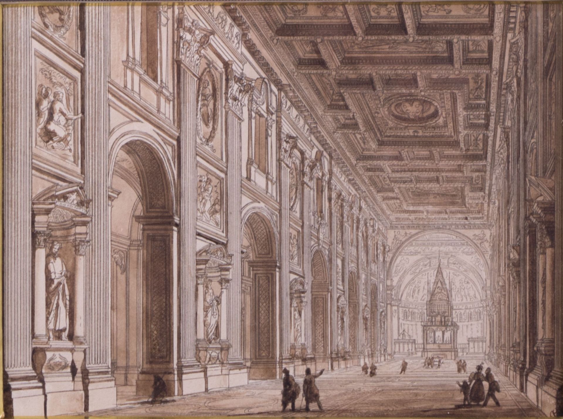 Giovanni Paolo PANINI (1691-1765) (Attrib.)"Kircheninterieur in Rom"(2)
Pendants, Zeichnung, - Image 3 of 11