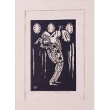 Roland PARIS (1894-1945)"Pierrot mit Akt"Grafik-Multiple, Holzschnitt, 37 cm x 23,5 cm,rechts