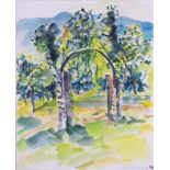 Max G. KAMINSKI (1938)"im Park II"Zeichnung-Aquarell, Sichtmaß, 62 cm x 49,8 cm,rechts unten