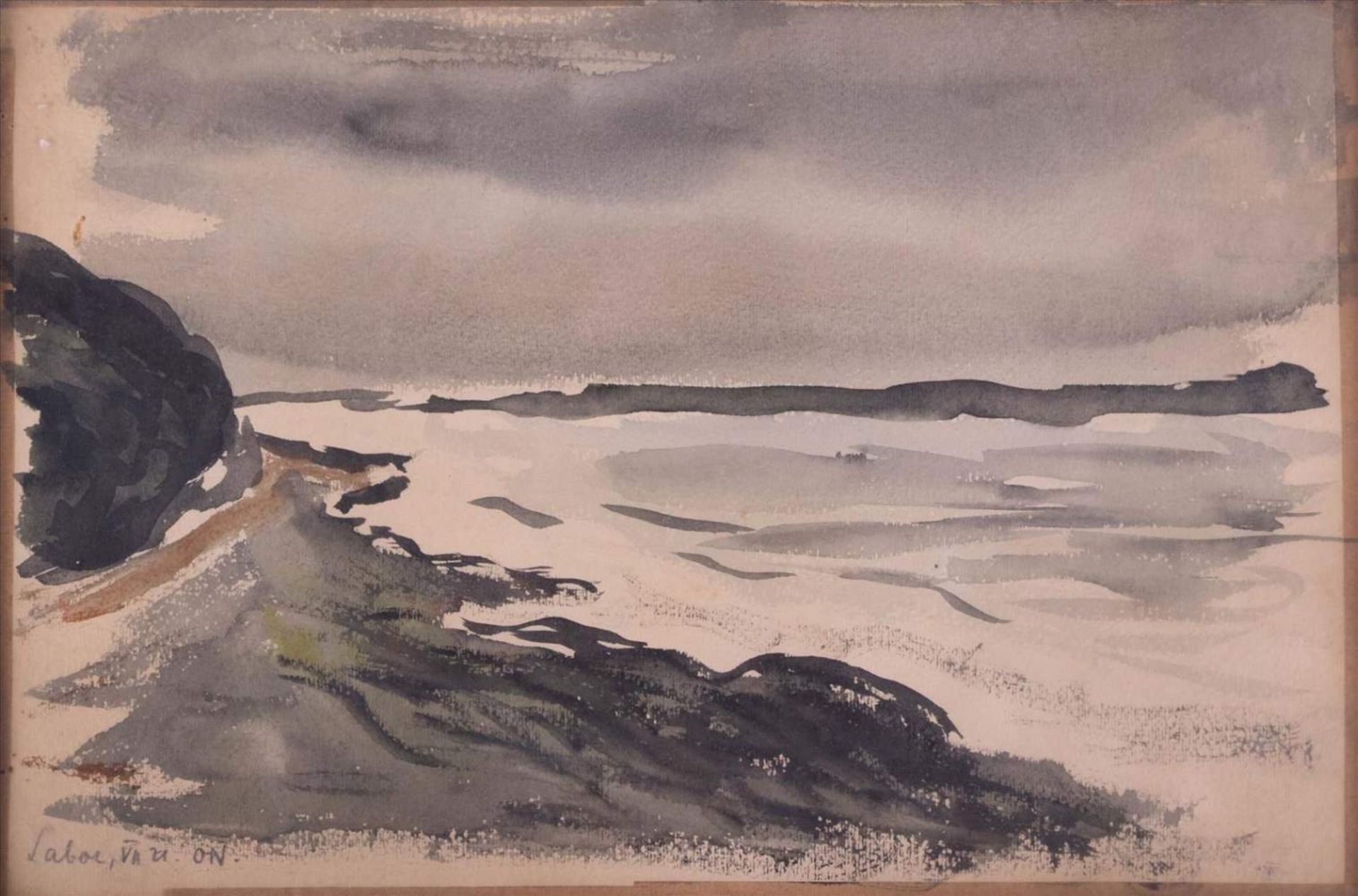 Otto NIEMEYER-HOLSTEIN (1896-1984)"Laboe"Zeichnung-Aquarell, 17 cm x 25,5 cm,links unten