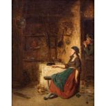 Theodore Bernhard DE HEUVEL (1817-1906)"Küchenszene mit schlafender Köchin"Gemälde Öl/Leinwand, 34