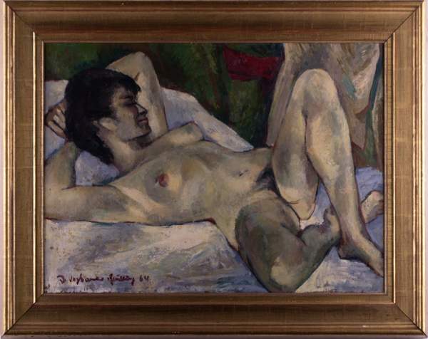 Expressionist des 20. Jhd. / Expressionist, 20th century"Liegender Damenakt"Gemälde Öl/Leinwand,