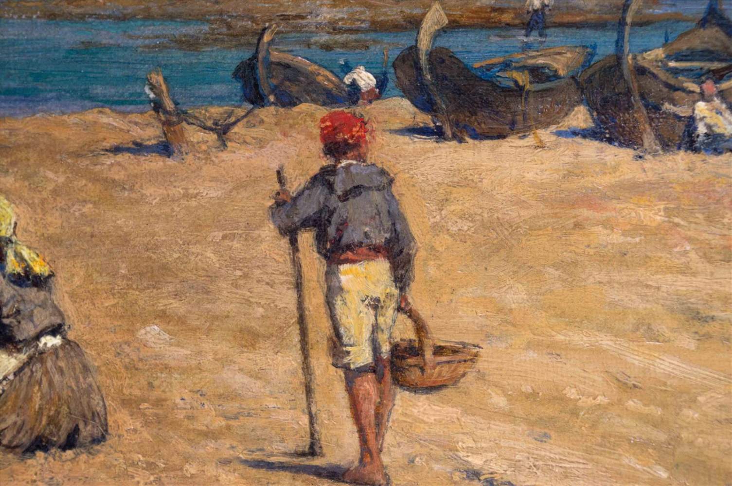 Carl SCHLÖSSER (1832-1914)"buntes Treiben in Fischerdorf vor Capri"Gemälde Öl/Leinwand, 25,5 cm x 64 - Image 9 of 13