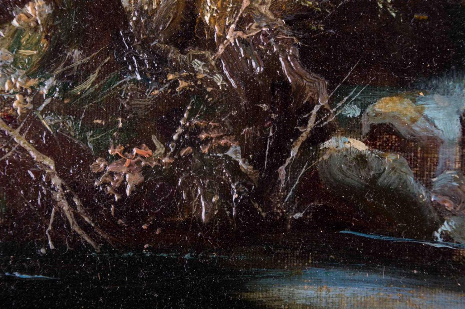 N. BÉRAUD (XIX-XX)"Bachlauf im Wald mit Personenstaffage"Gemälde Öl/Malkarton, 22,5 cm x 34,2 cm, - Image 6 of 11