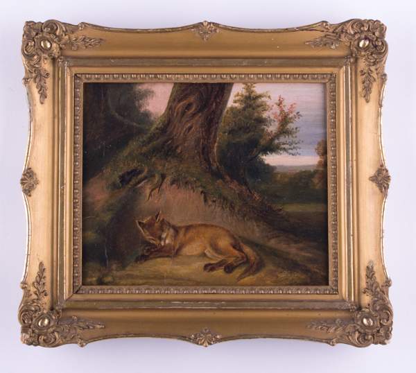 Karl BLECHEN (1798-1840)Umkreis"schlafender Fuchs"Gemälde Öl/Papier auf Holz, 17 cm x 23 cm /"