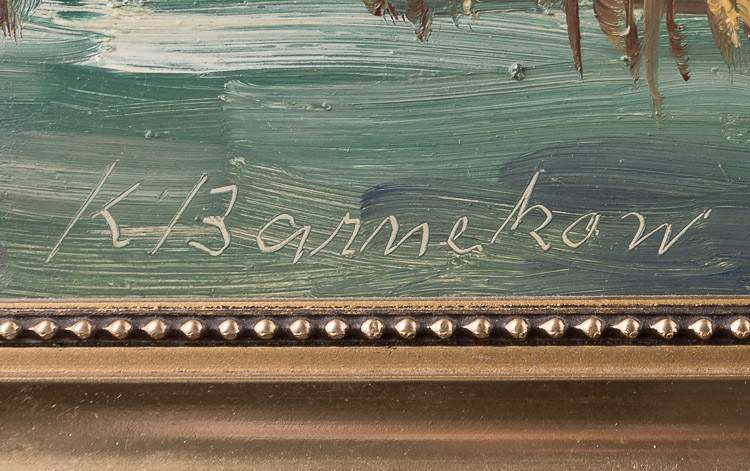 K.Barnekow (1800-?)"Hochzeitsfahrt"Gemälde Öl/Holz, 34,5 cm x 75 cm,links unten signiert /" - Image 5 of 6