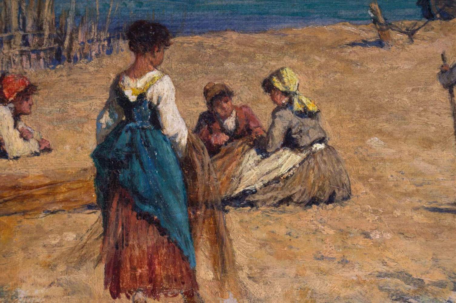 Carl SCHLÖSSER (1832-1914)"buntes Treiben in Fischerdorf vor Capri"Gemälde Öl/Leinwand, 25,5 cm x 64 - Image 10 of 13