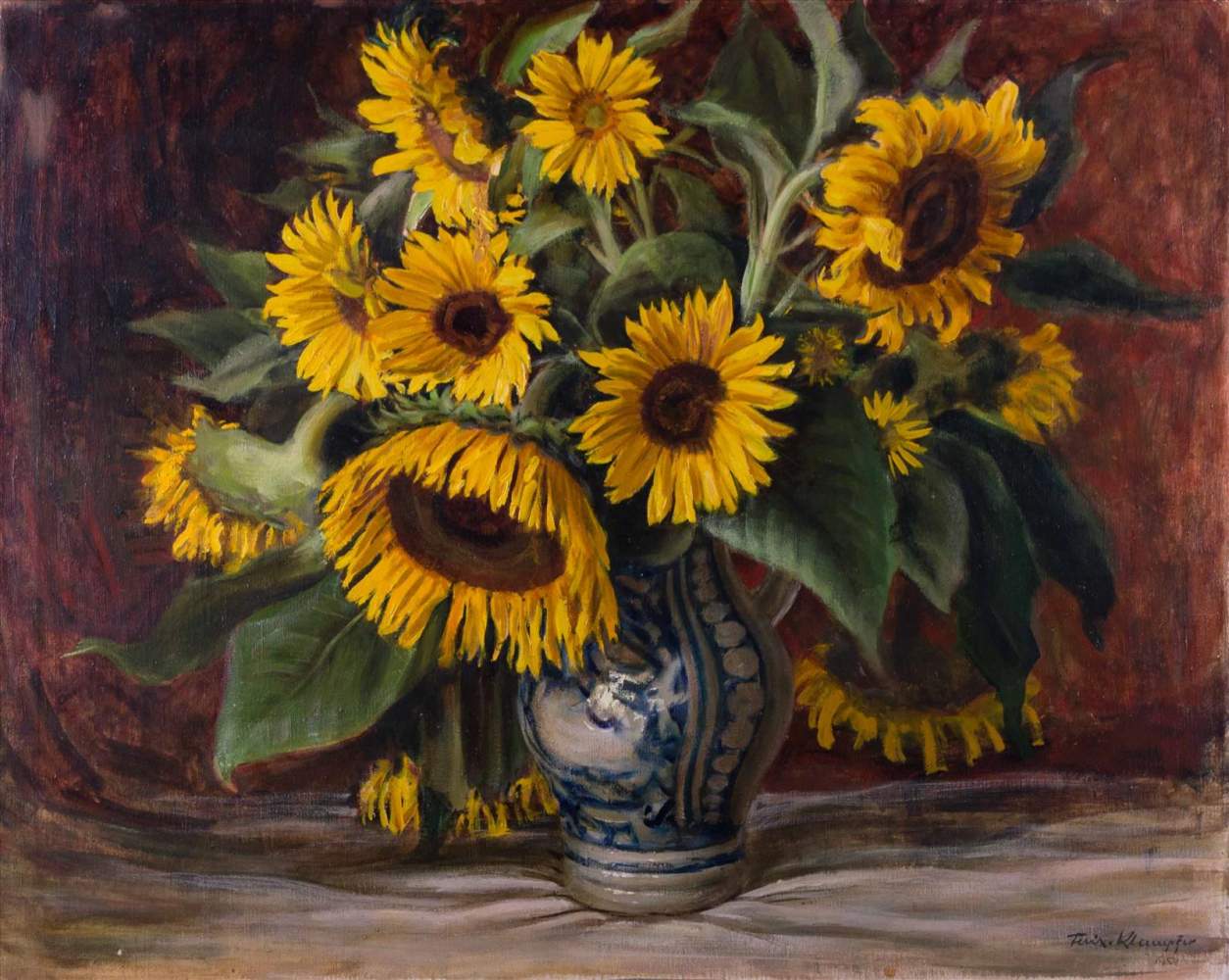 Felix Klampfer (1894-1992) Österreich"Sonnenblumen"Gemälde Öl/Leinwand, 80 cm x 100 cm,rechts