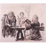 Adolph VON MENZEL (1815-1905)"Italienisch lernen"(1889)Grafik-Multiple, Radierung, 25,2 cm x 29,5