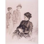 Adolph VON MENZEL (1815-1905)"Stille Teilnahme, die erzürnte Hausfrau"(1887)Grafik-Multiple,