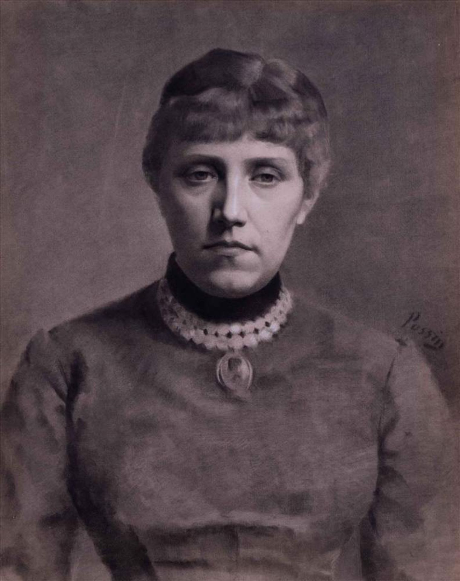 Rudolf POSSIN (1861-1922)"Frauenportrait"Zeichnung-Kohle, 53,4 cm x 43 cm,rechts seitlich