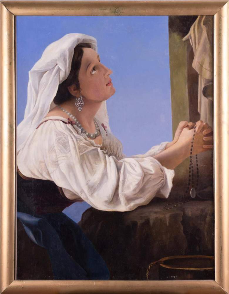 August VON DER EMBDE (1780-1862) (Attrib.)"Andacht"Gemälde Öl/Leinwand, 79 cm x 59,5 cm, - Image 2 of 11