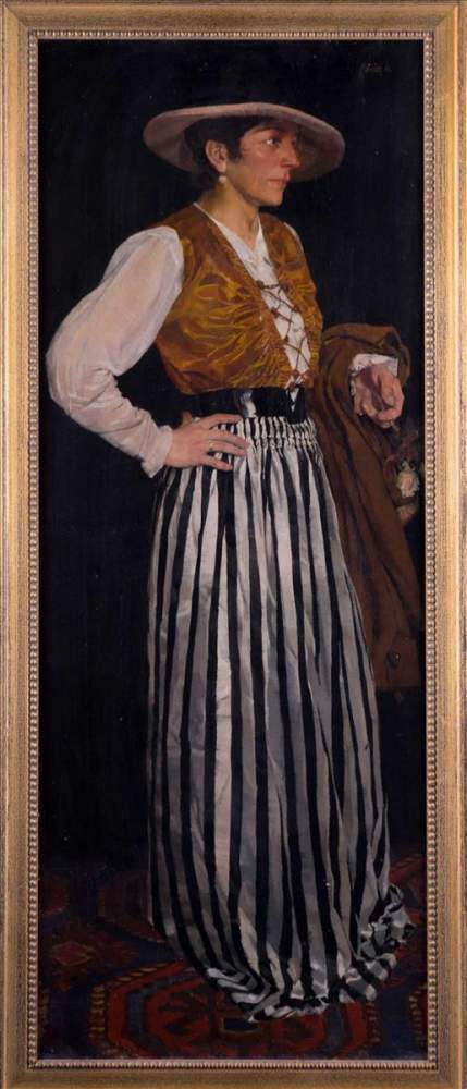Heinrich HÖNICH (1875-1957)"Portrait einer Dame mit Hut und Rose"Gemälde Öl/Leinwand, 92,5 cm x 35 - Image 2 of 9
