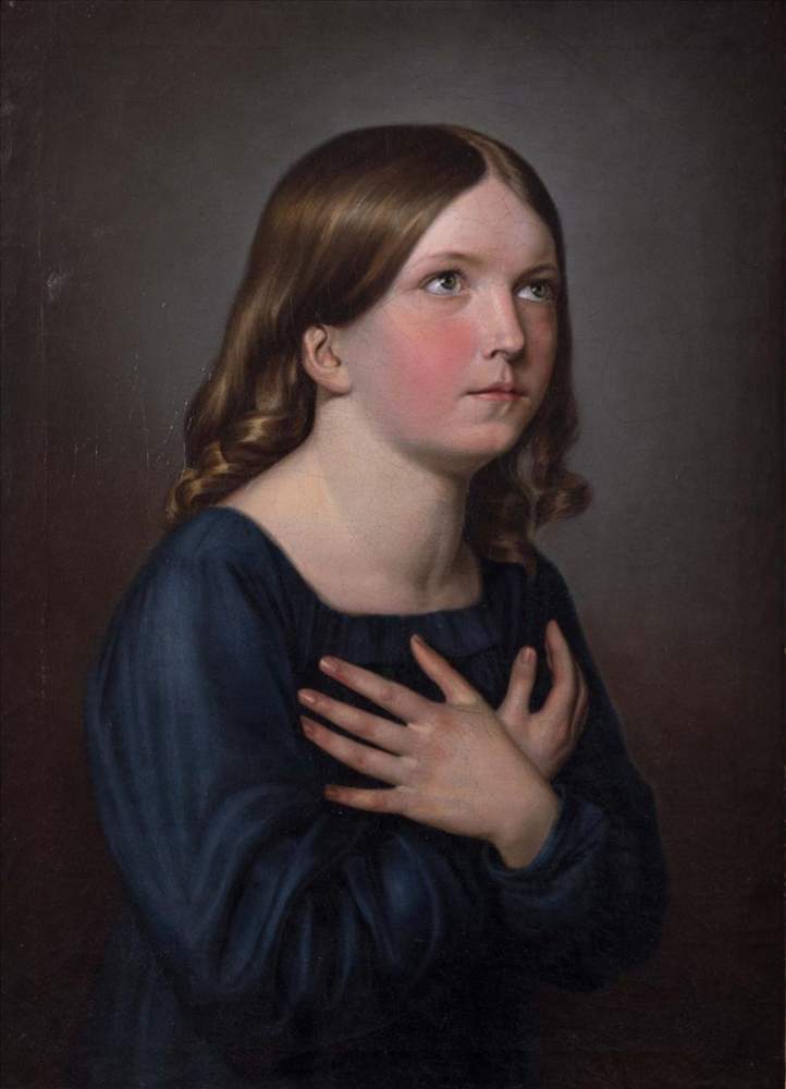 Wilhelm Friedrich VON SCHADOW (Attrib.) (1788-1862)"Andächtiges junges Mädchen"Gemälde Öl/