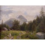 M.Pels Leusden 20. Jhd." Im Hochgebirge"Gemälde Öl/Holz, 26,5 cm x 35 cm,rechts unten signiert /"