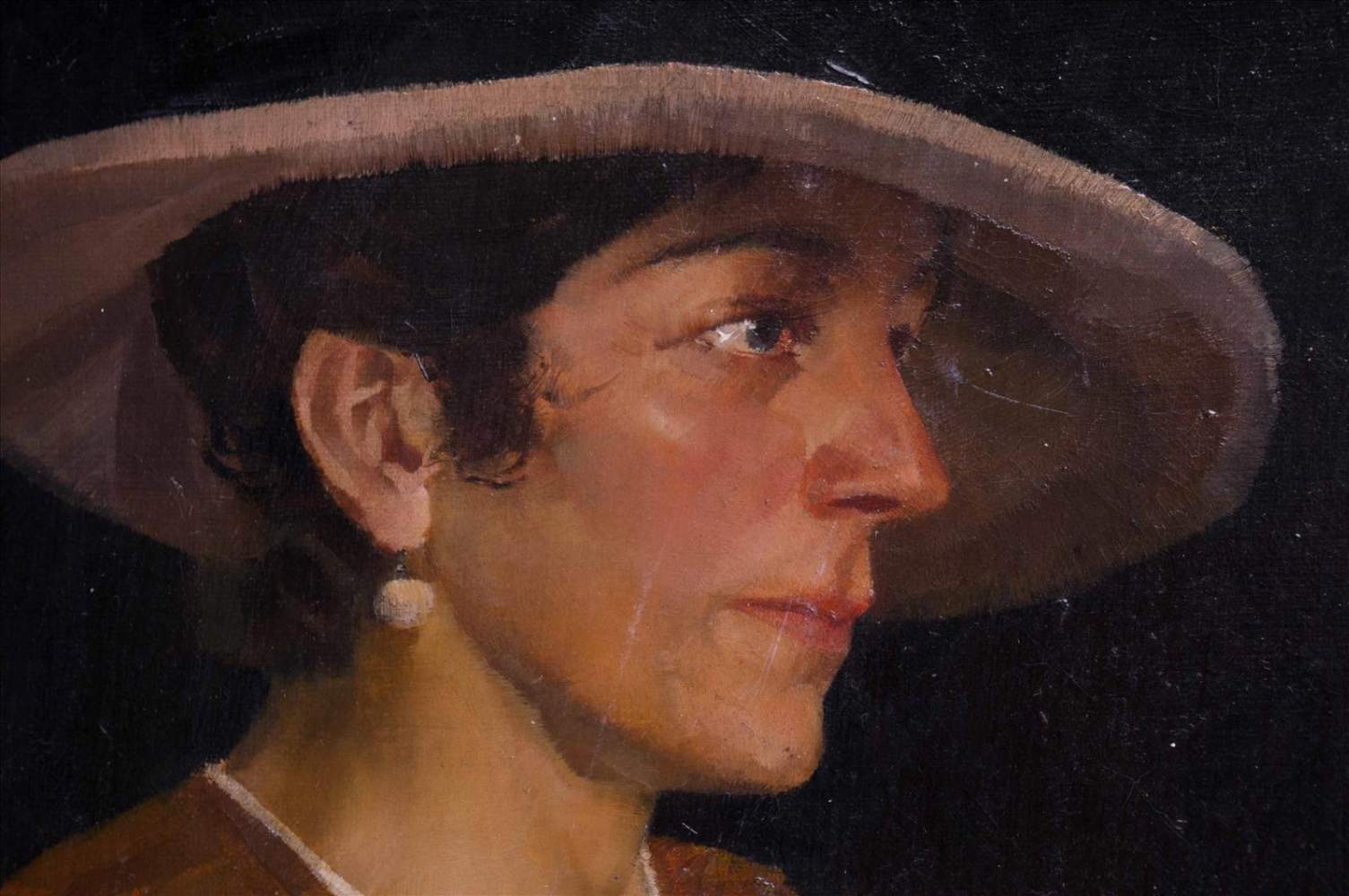 Heinrich HÖNICH (1875-1957)"Portrait einer Dame mit Hut und Rose"Gemälde Öl/Leinwand, 92,5 cm x 35 - Image 6 of 9